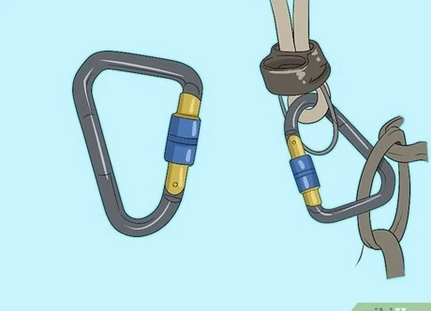 addım 3 belay cihazınızla təhlükəsiz bir kilidləmə carabiner istifadə edin.