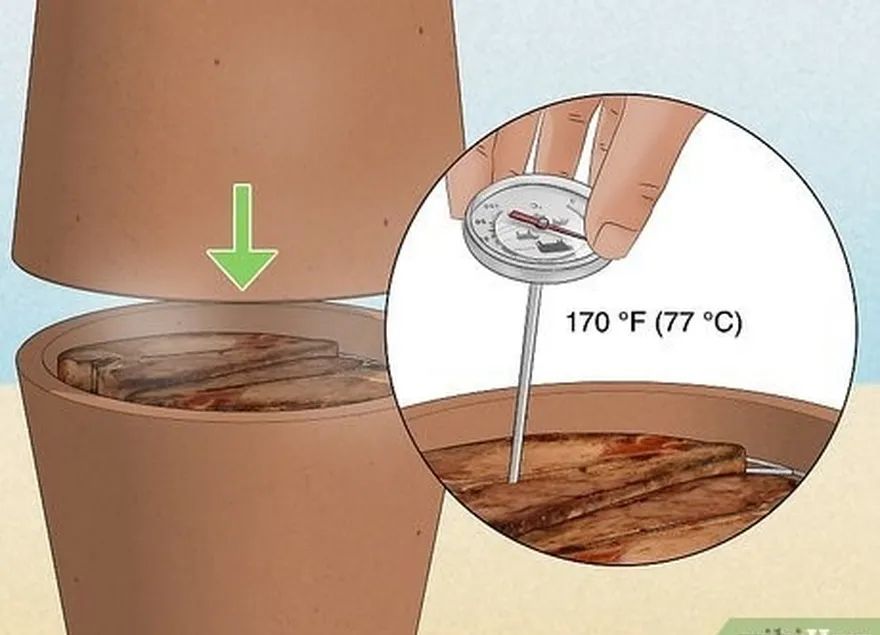 addım 5 ətinizi və daxili temperaturu 170 ° f (77 ° c) bişirin.