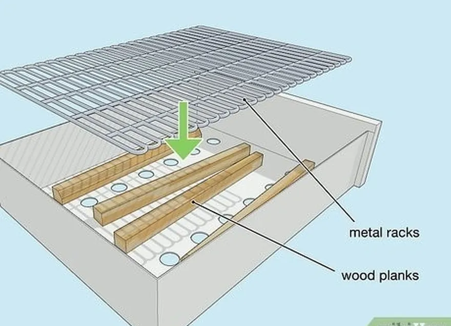 addım 2 hər çekmece-nin altındakı ağac taxtaları və metal rafları qoyun.