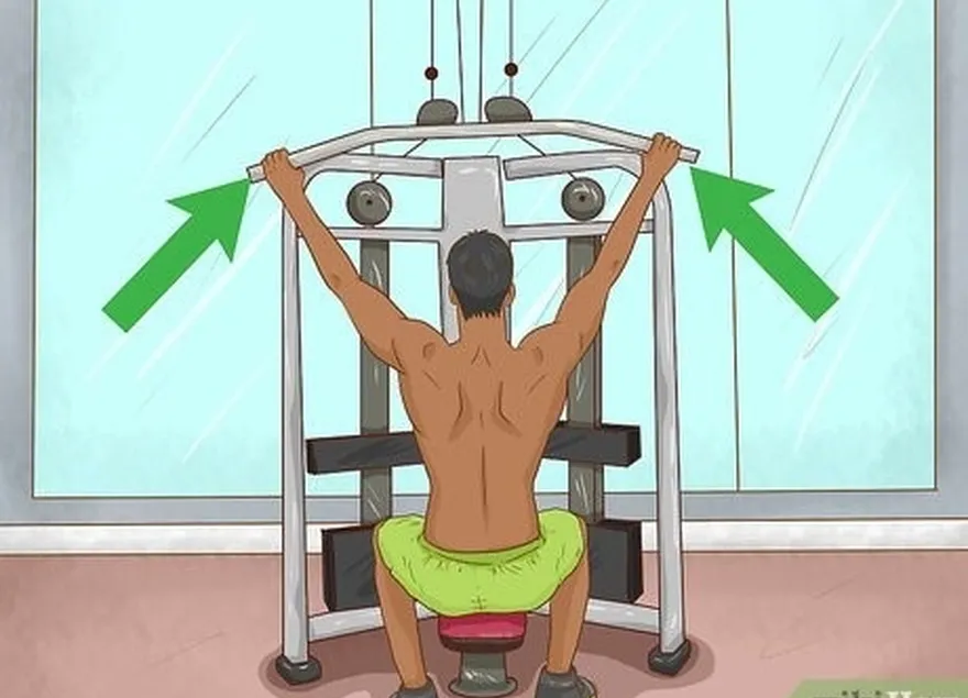 addım 1 üst arxa və çiyinlərinizi gücləndirmək üçün lat pulldowns'ı yerinə yetirin.