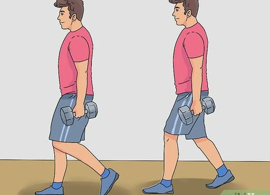 addım 2 bir fermer etməyə çalışın's walk with dumbbells.