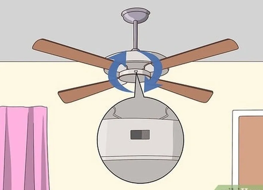 addım 4 tavan fanatını tərsinə çevirin's motor to push warm air down.