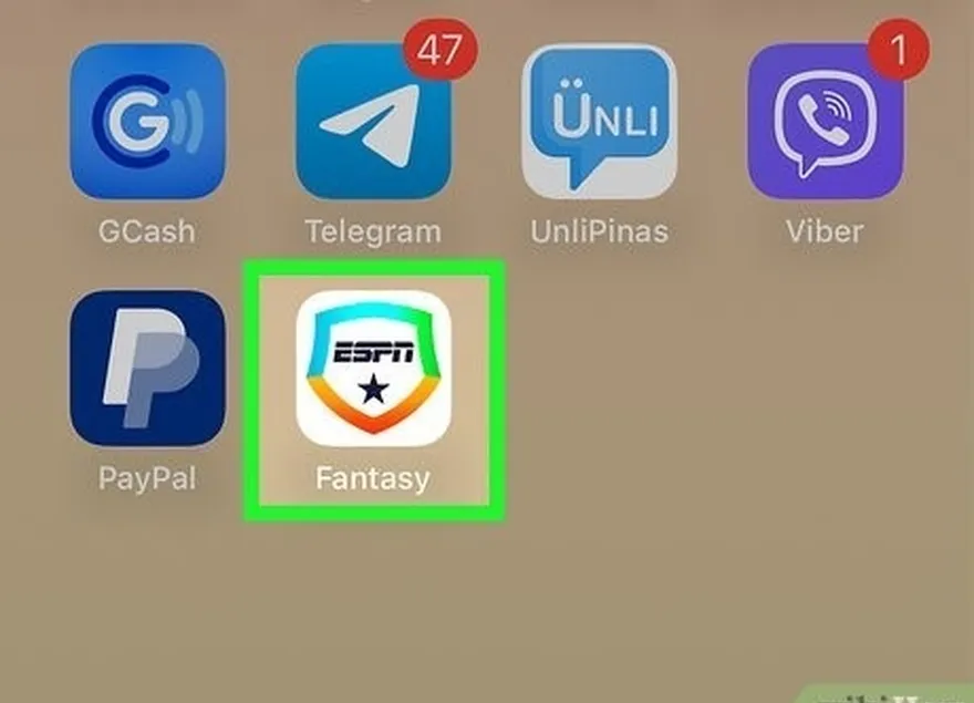 addım 1 espn fantaziya tətbiqini açın.