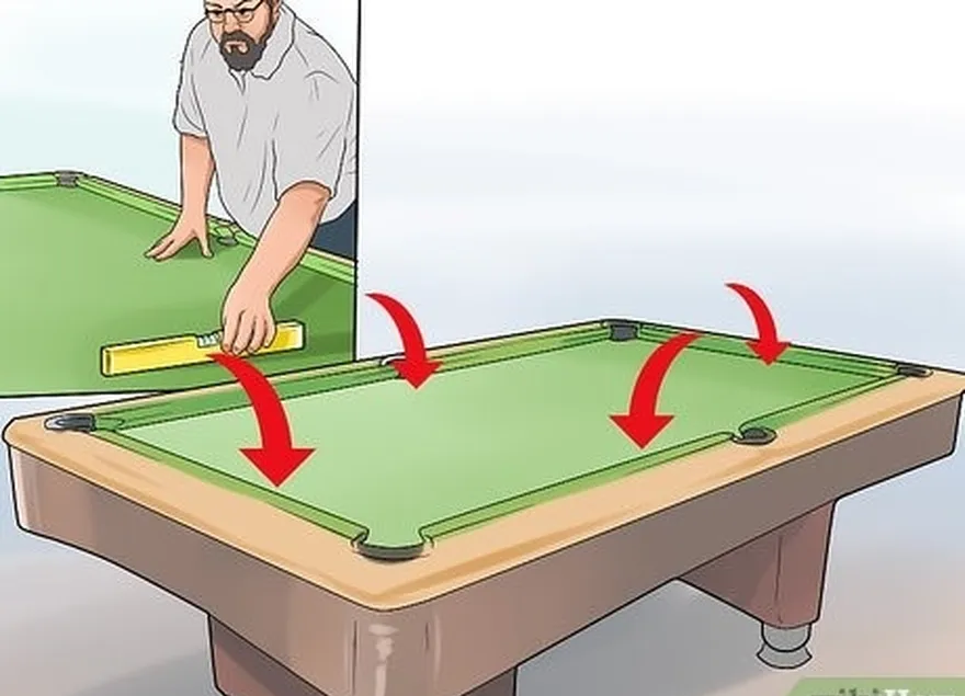 addım 4 dülgəri seçin's level on each of the sides of the pool table.