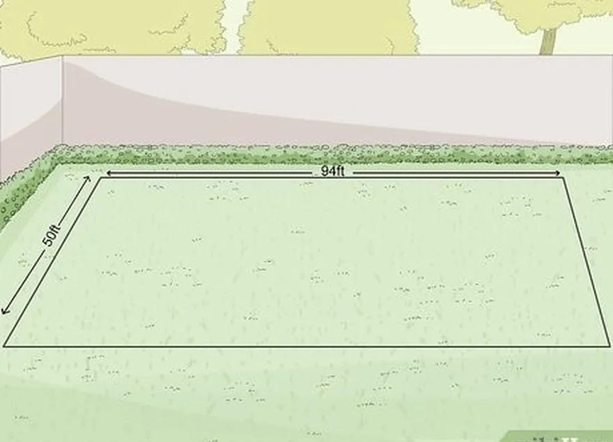 addım 1 bir səviyyə sahisindən əyləncə's 94 ft × 50 ft (29 m × 15 m) for your court.