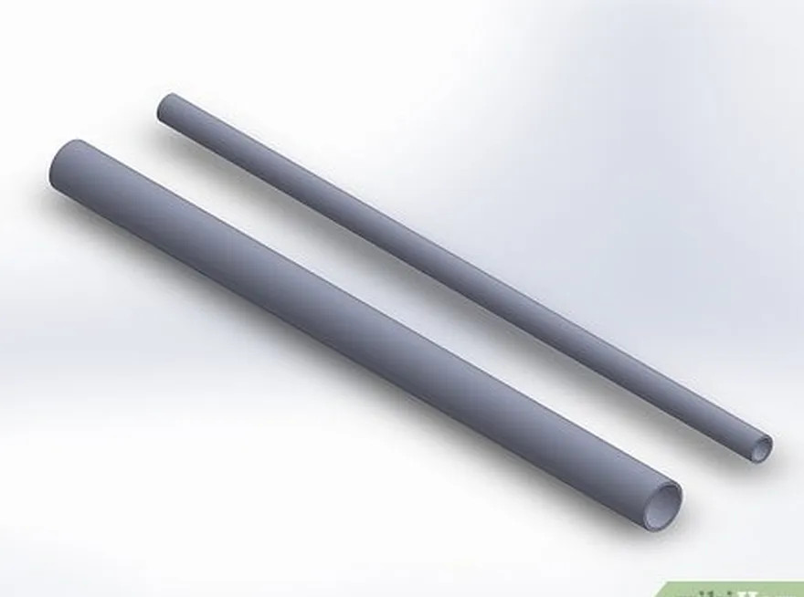 addım 3 bir parça 1 düym (2,5 sm) pvc borusu və bir parça 2 düym (5.1 sm) pvc borusu.