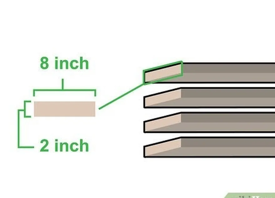 addım 5 hündür boylu dörd 2 düym (5.1 sm) uzunluğunda (20 sm) geniş ağac parçaları alın.