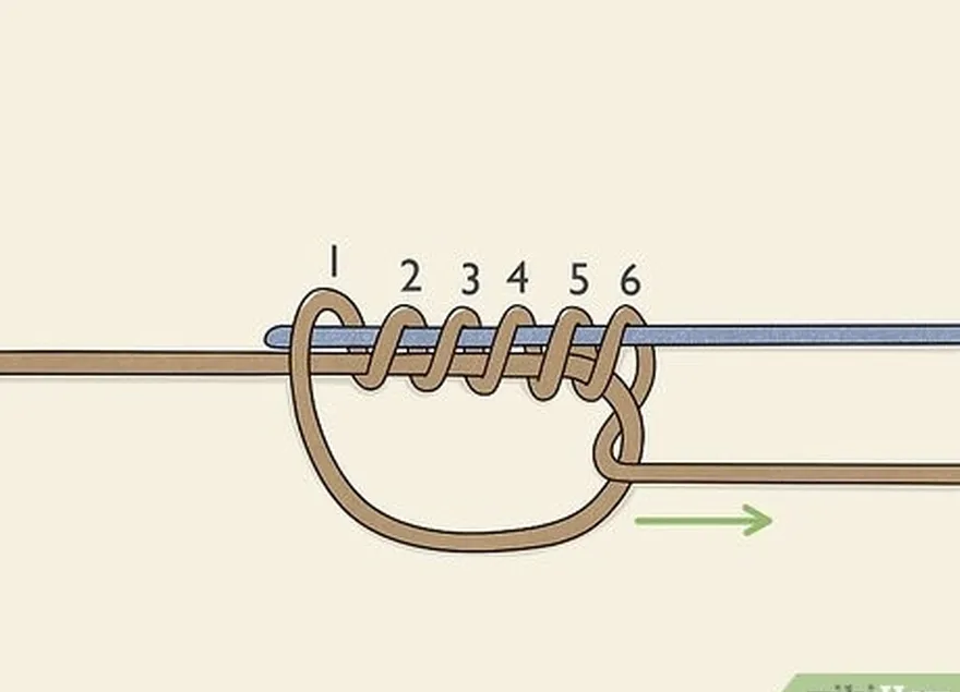 addım 3 looped xəttinin ucunu 2 sətir ətrafındakı döngədən 6 dəfə sarın.