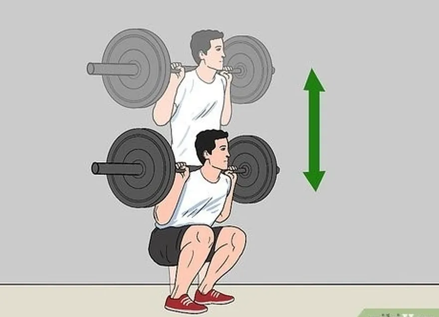 addım 4 bacaklarınızı gücləndirmək və belinizi aşağı salmaq üçün barbell squats edin.