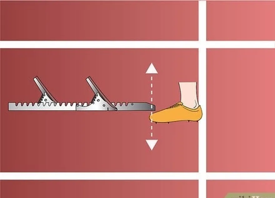 addım 4 blokları ayaq barmaqınızdakı yolun üstünə (əsas bədənin ucunda düz metal parçası) mövqeyi.